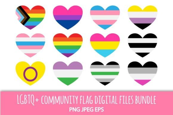 Download LGBTQ+ Flag Heart Clip Art Set - Heart clip art Collection