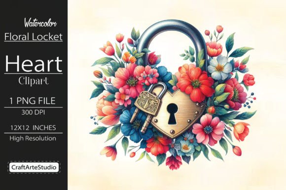 Download Watercolor Floral Locket Heart Clipart - Premium Resources