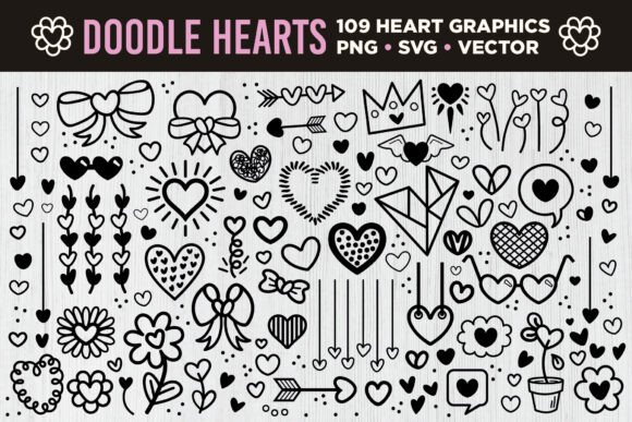 Download Cartoon Doodle Heart Clip Art Set - Heart clip art Collection