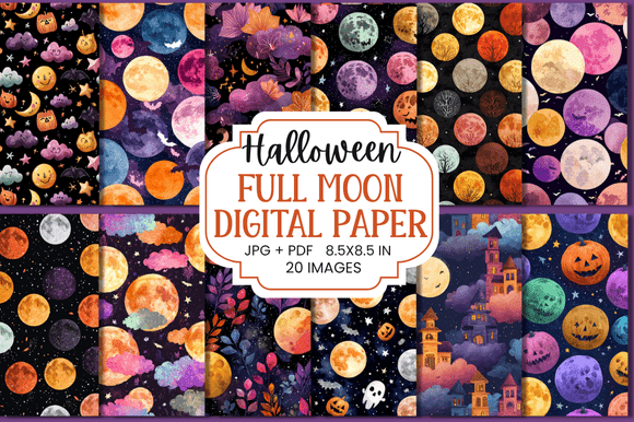 Download Halloween Full Moon Digital Paper - Moon digital paper Collection