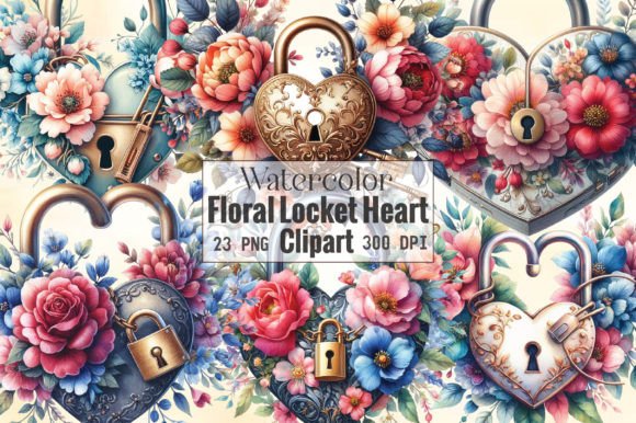 Download Watercolor Floral Locket Heart Clipart - Premium Resources