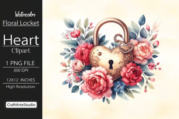 Download Watercolor Floral Locket Heart Clipart - Premium Resources