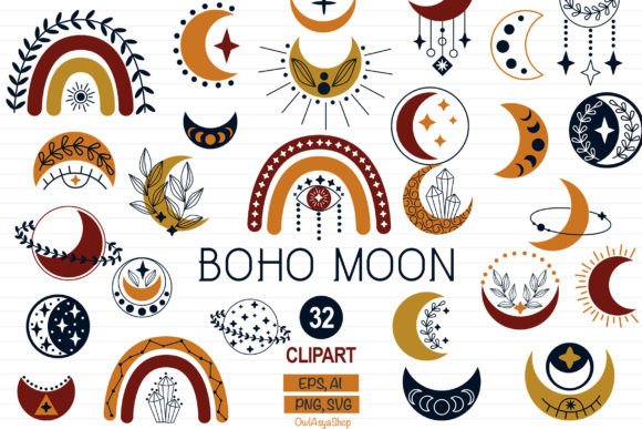 Download Bohemian Moon Svg, Moon Cipart - Bohemian moon Collection