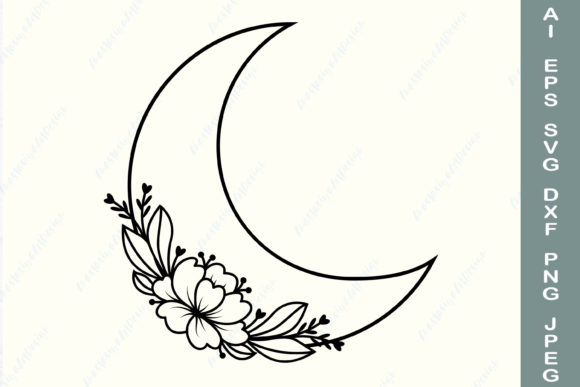 Download Floral Moon Svg, Bohemian Moon Svg - Bohemian moon Collection